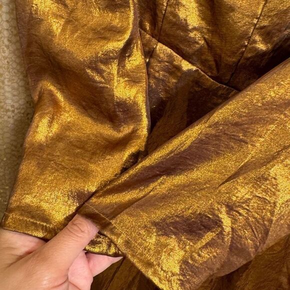 & Other Stories Metallic Shiny Satin Bronze Gold Mini Dress Size 2 NWT - Picture 7 of 10
